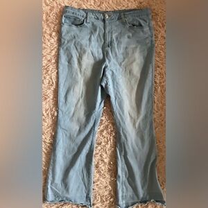 Forever 21 Light Blue Denim Distressed Flare Jeans